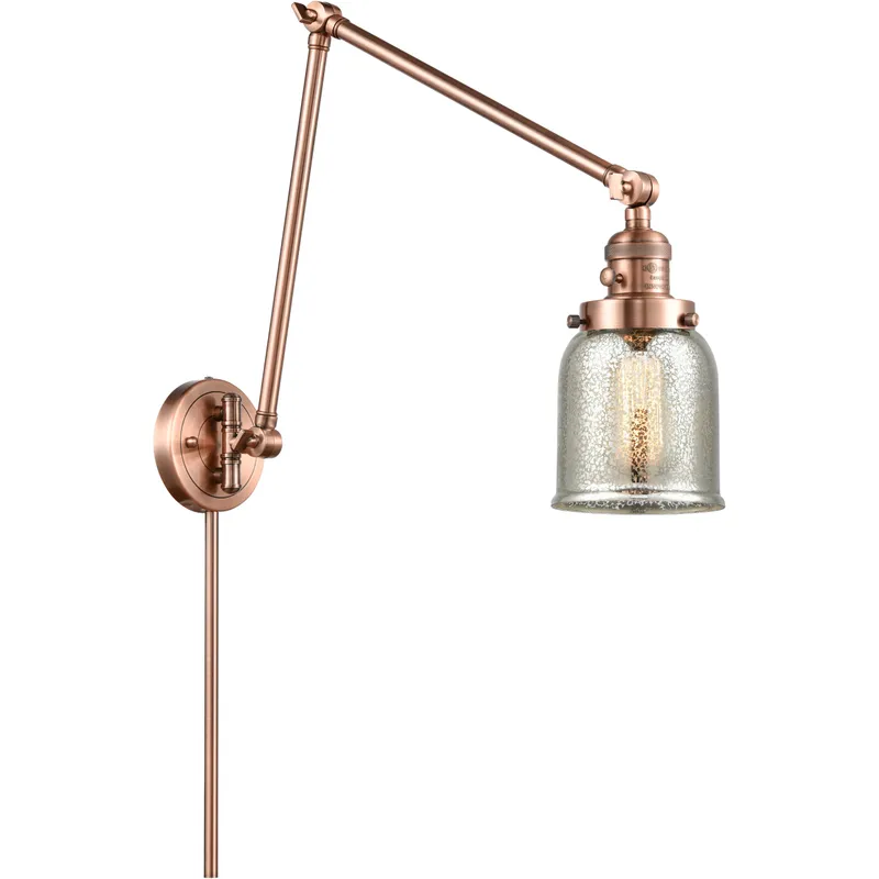 Small Bell 30 inch 60.00 watt Antique Copper Swing Arm Wall Light, Franklin Restoration