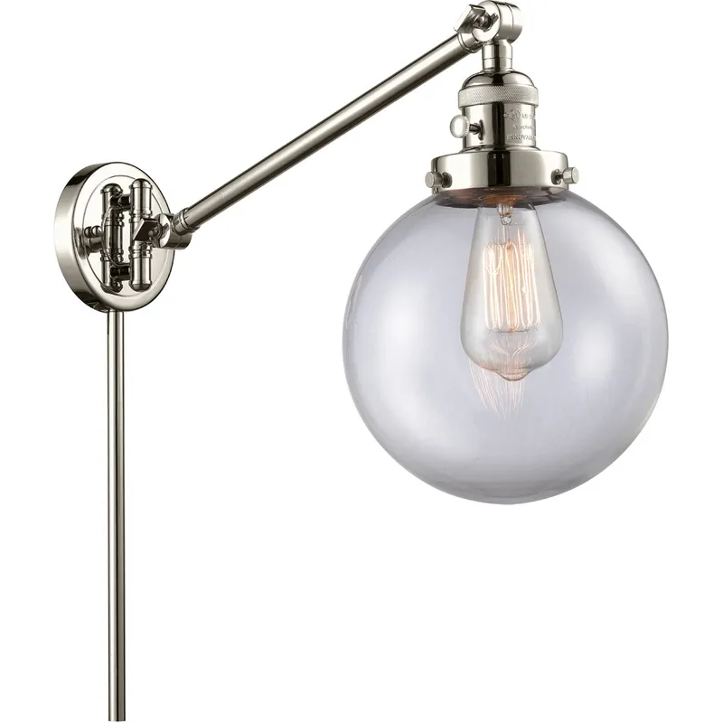 Large Beacon 21 inch 60.00 watt Polished Nickel Swing Arm Wall Light, Franklin Restoration