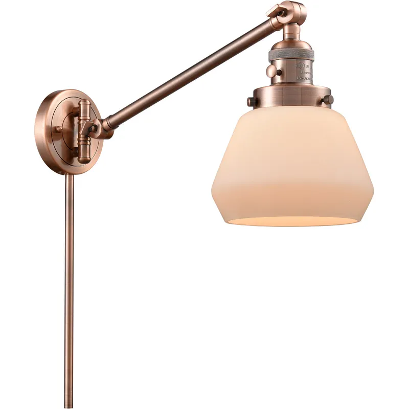Fulton 35 inch 3.50 watt Antique Copper Swing Arm Wall Light, Franklin Restoration