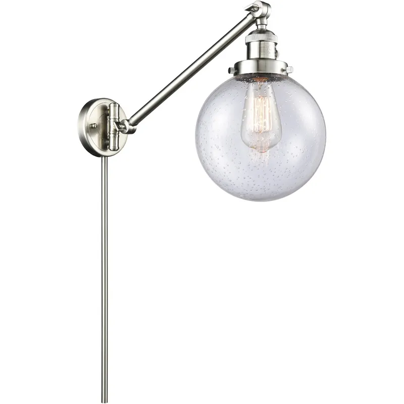 Large Beacon 21 inch 60.00 watt Satin Nickel Swing Arm Wall Light, Franklin Restoration
