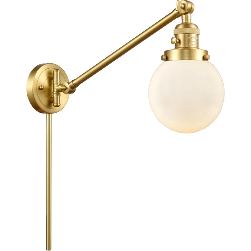 Beacon 21 inch 60.00 watt Satin Gold Swing Arm Wall Light, Franklin Restoration