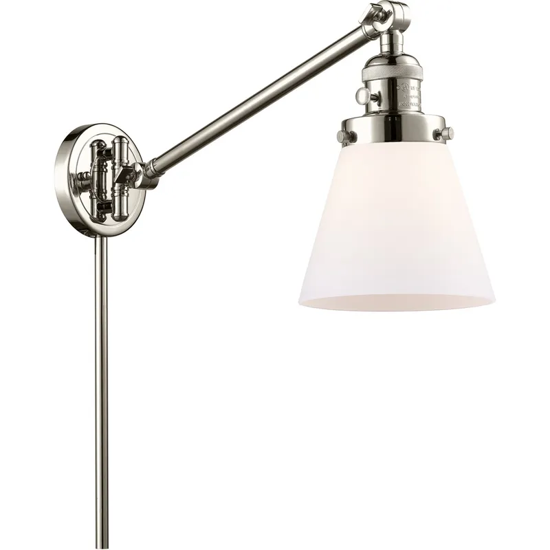 Small Cone 21 inch 60.00 watt Polished Nickel Swing Arm Wall Light, Franklin Restoration