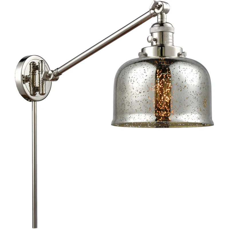 Large Bell 30 inch 60.00 watt Polished Nickel Swing Arm Wall Light, Franklin Restoration