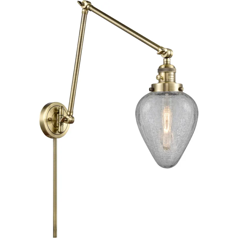 Geneseo 30 inch 60 watt Antique Brass Swing Arm Wall Light, Franklin Restoration