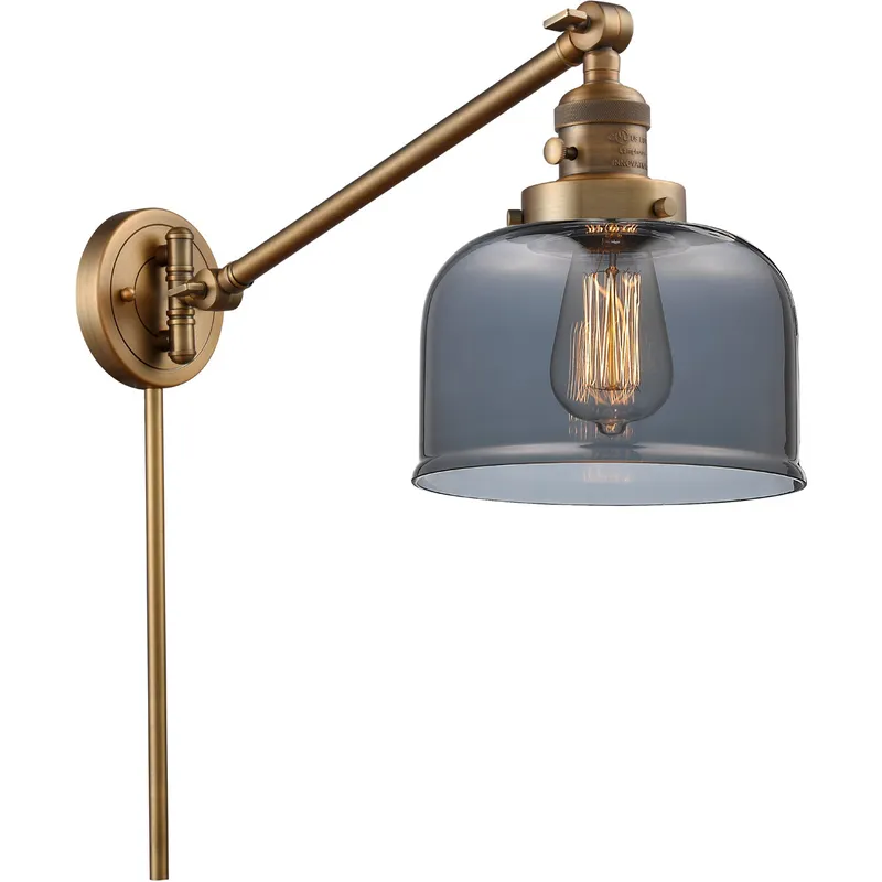 Large Bell 21 inch 3.50 watt Brushed Brass Swing Arm Wall Light, Franklin Restoration