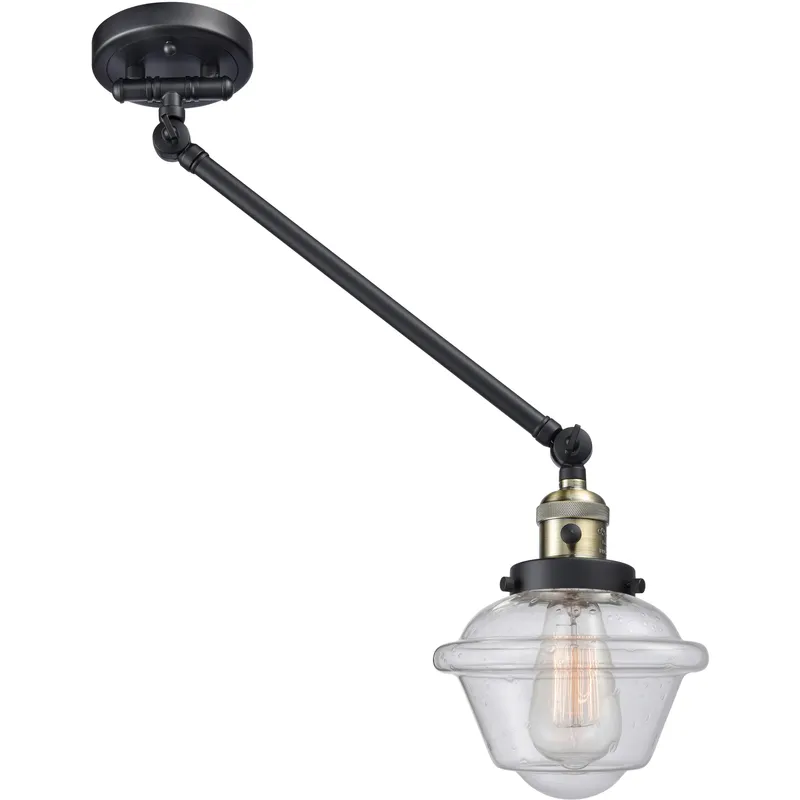 Small Oxford 30 inch 60.00 watt Black Antique Brass Swing Arm Wall Light, Franklin Restoration