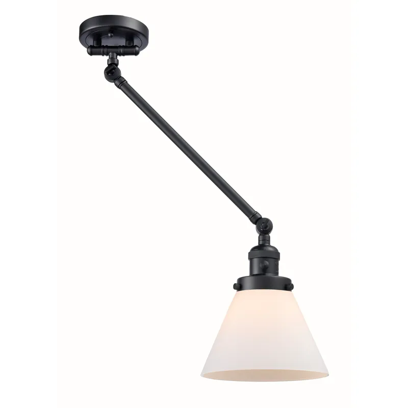 Large Cone 30 inch 60.00 watt Matte Black Swing Arm Wall Light, Franklin Restoration
