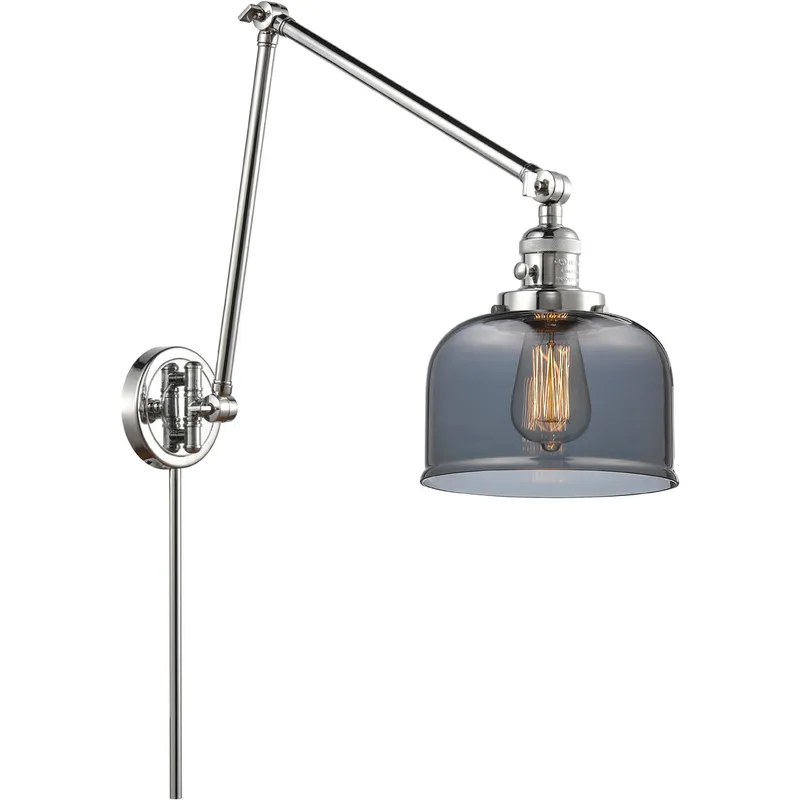 Large Bell 30 inch 3.50 watt Polished Chrome Swing Arm Wall Light, Franklin Restoration