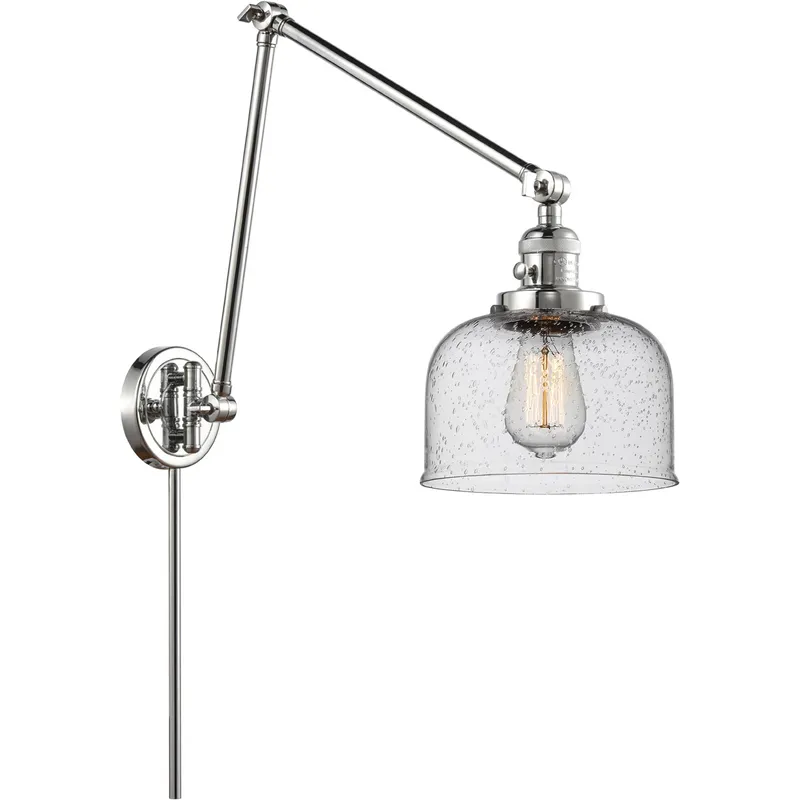 Large Bell 30 inch 3.50 watt Polished Chrome Swing Arm Wall Light, Franklin Restoration