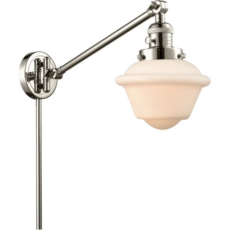 Small Oxford 30 inch 60.00 watt Polished Nickel Swing Arm Wall Light, Franklin Restoration