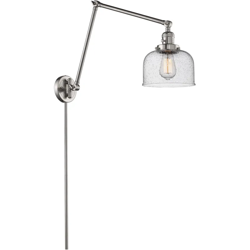 Large Bell 30 inch 3.50 watt Satin Nickel Swing Arm Wall Light, Franklin Restoration