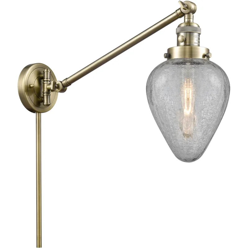 Geneseo 35 inch 3.50 watt Antique Brass Swing Arm Wall Light, Franklin Restoration