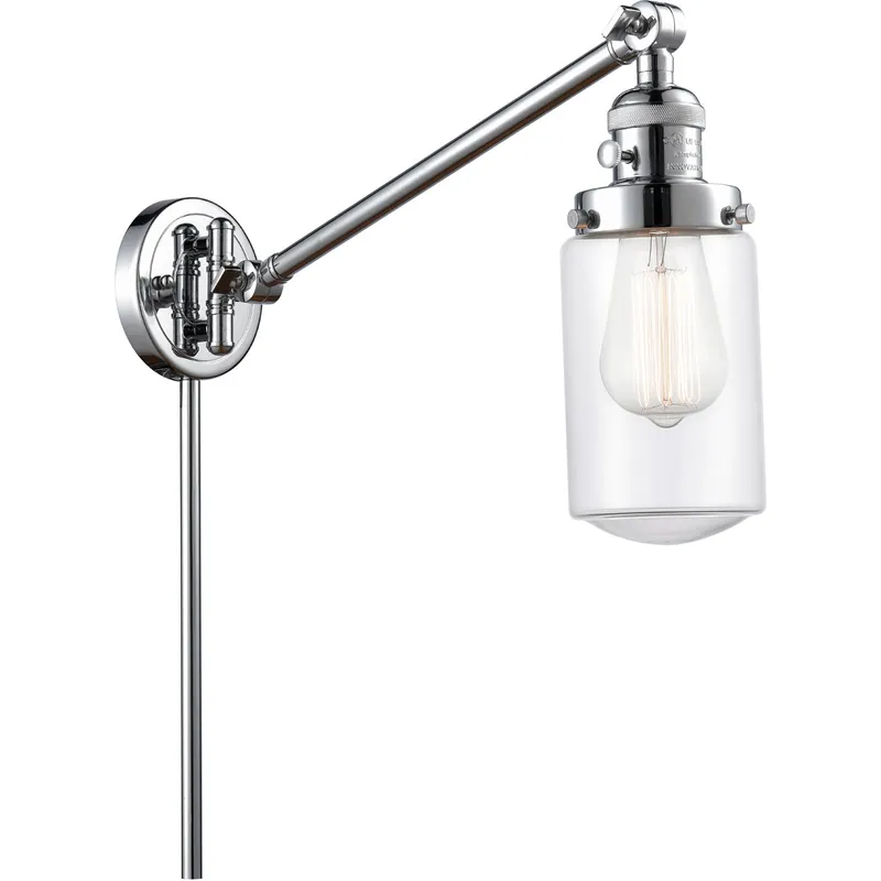 Dover 30 inch 3.50 watt Polished Chrome Swing Arm Wall Light, Franklin Restoration