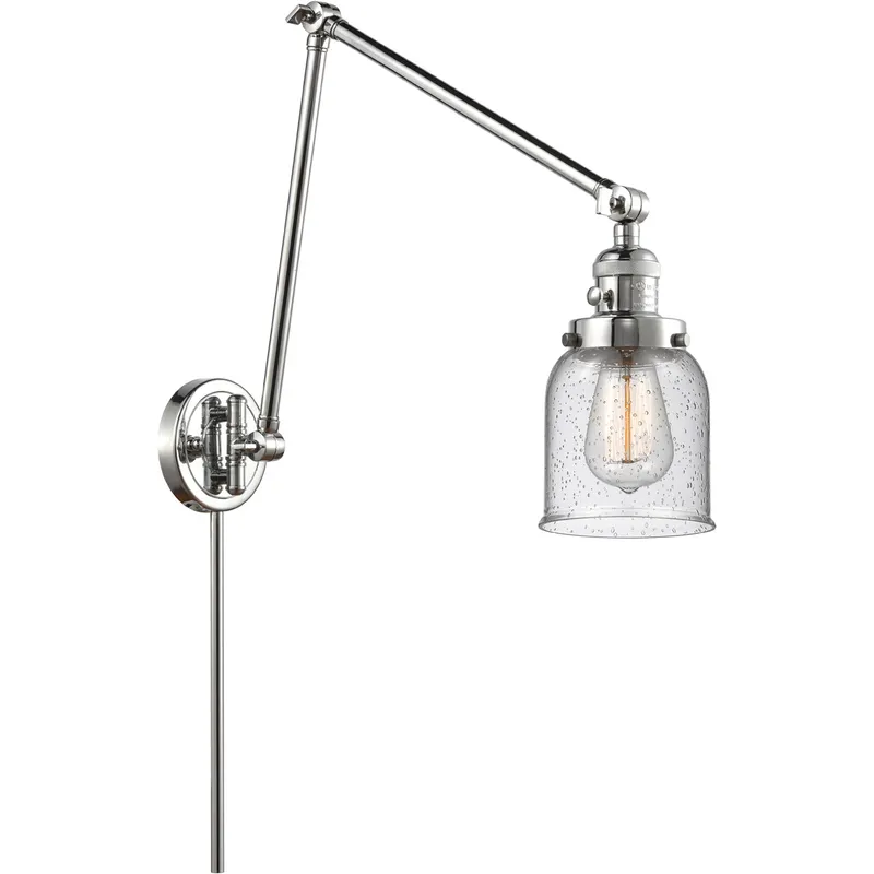 Small Bell 30 inch 60.00 watt Polished Chrome Swing Arm Wall Light, Franklin Restoration
