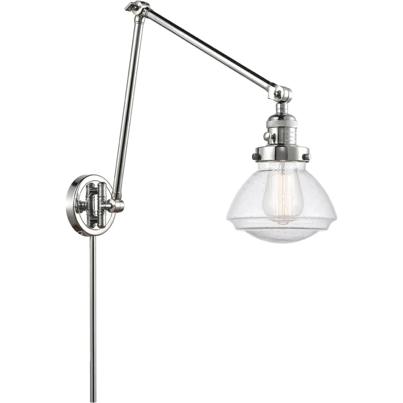 Olean 28 inch 3.50 watt Polished Chrome Swing Arm Wall Light, Franklin Restoration