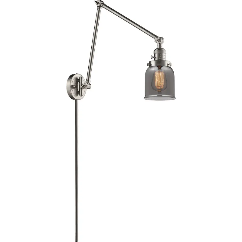 Small Bell 30 inch 60.00 watt Satin Nickel Swing Arm Wall Light, Franklin Restoration