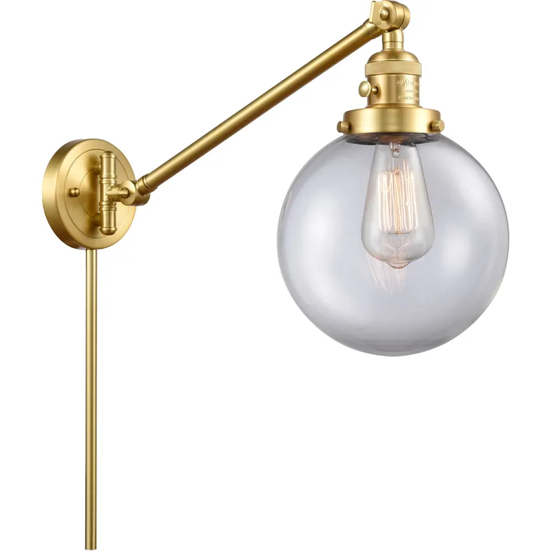 Large Beacon 21 inch 60.00 watt Satin Gold Swing Arm Wall Light, Franklin Restoration