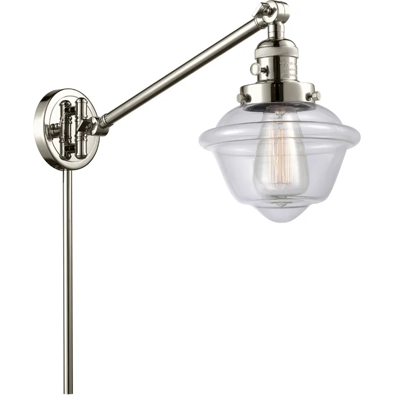 Small Oxford 30 inch 60.00 watt Polished Nickel Swing Arm Wall Light, Franklin Restoration