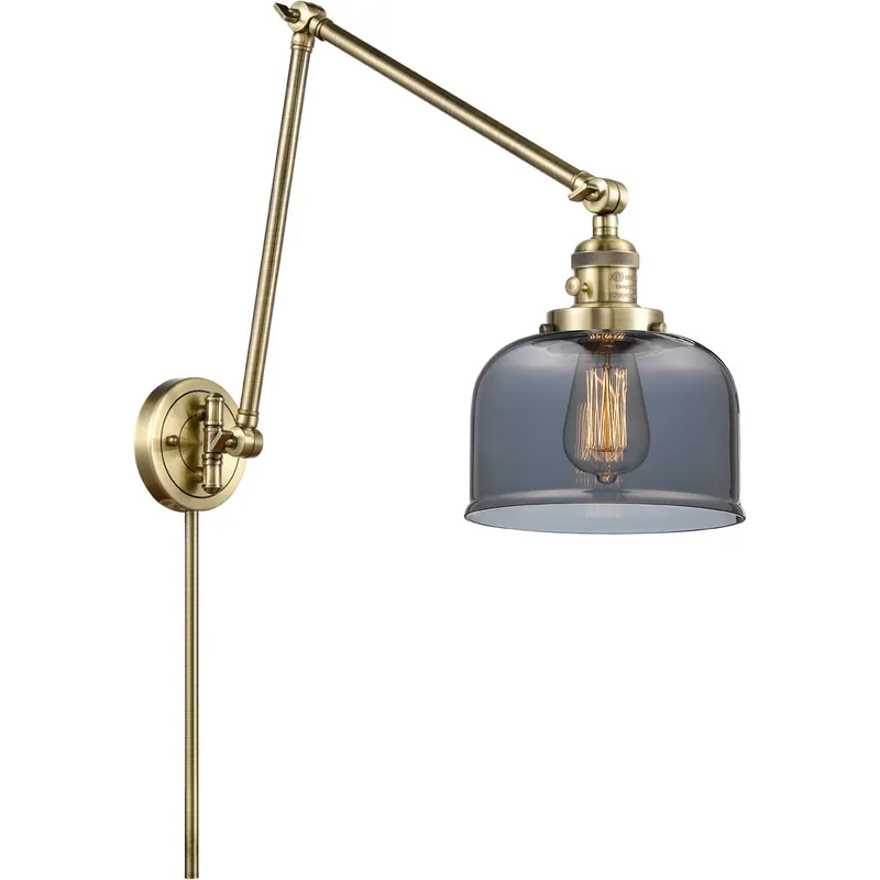 Large Bell 30 inch 3.50 watt Antique Brass Swing Arm Wall Light, Franklin Restoration