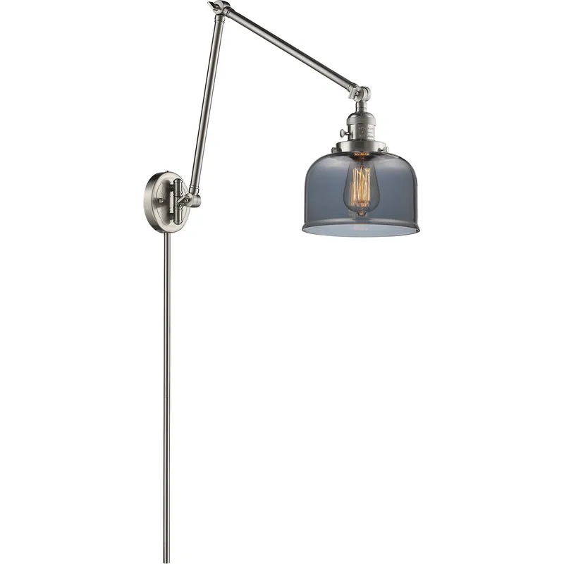 Large Bell 30 inch 3.50 watt Satin Nickel Swing Arm Wall Light, Franklin Restoration