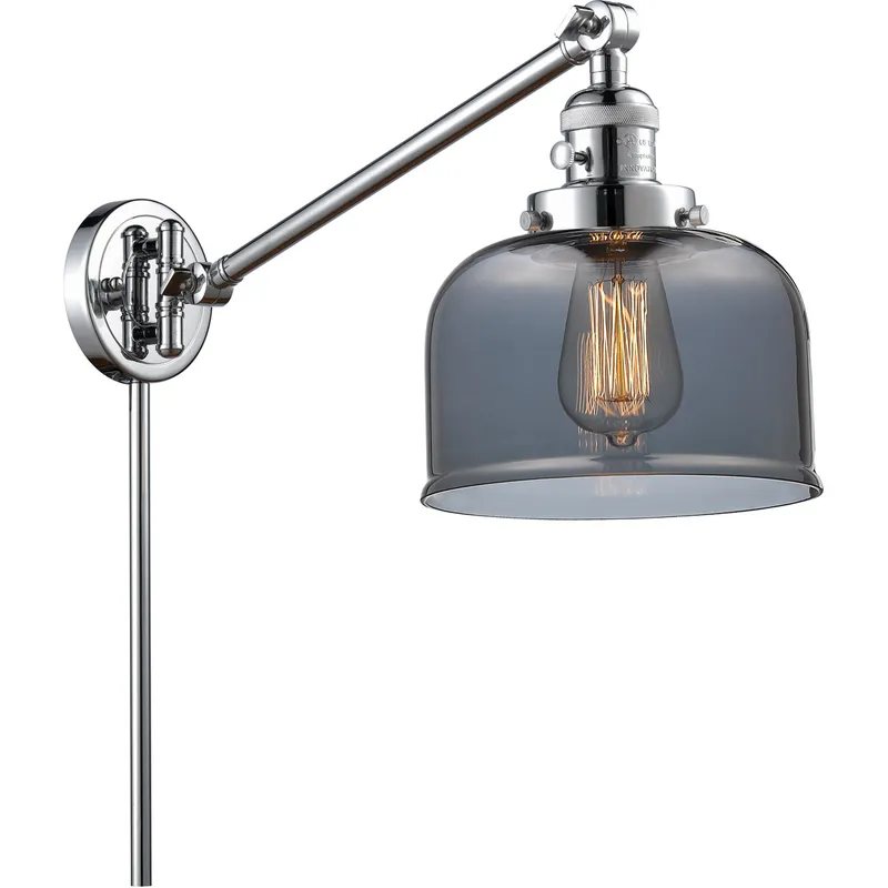 Large Bell 21 inch 3.50 watt Polished Chrome Swing Arm Wall Light, Franklin Restoration