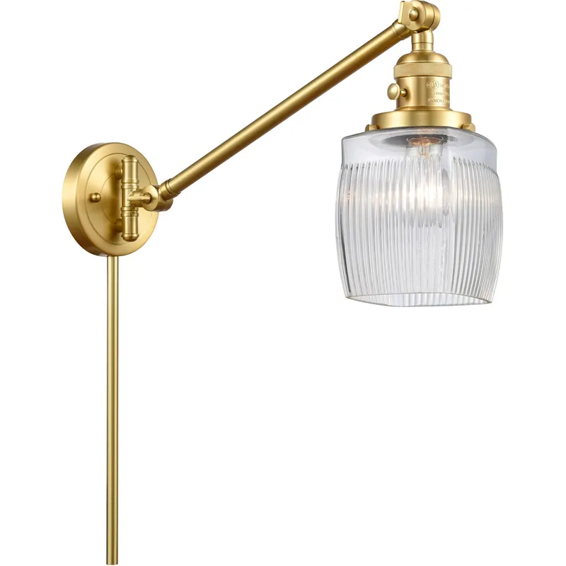 Colton 30 inch 60.00 watt Satin Gold Swing Arm Wall Light, Franklin Restoration