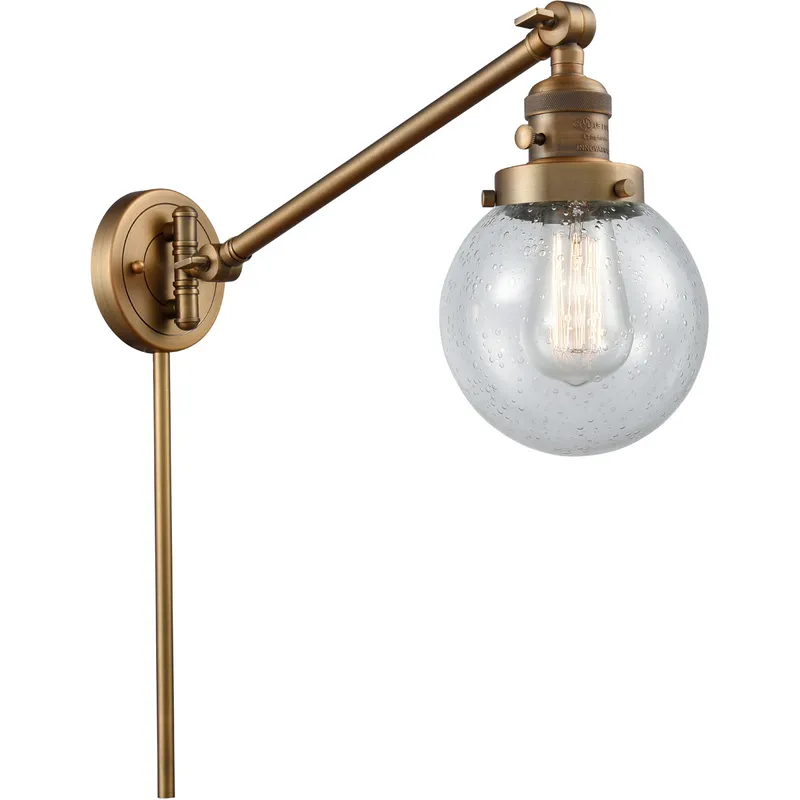 Beacon 21 inch 60.00 watt Brushed Brass Swing Arm Wall Light, Franklin Restoration