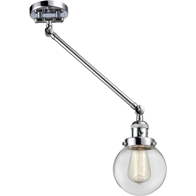 Beacon 21 inch 60.00 watt Polished Chrome Swing Arm Wall Light, Franklin Restoration