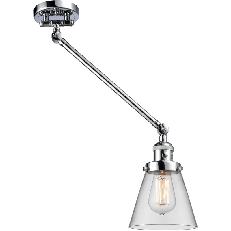 Small Cone 21 inch 60.00 watt Polished Chrome Swing Arm Wall Light, Franklin Restoration