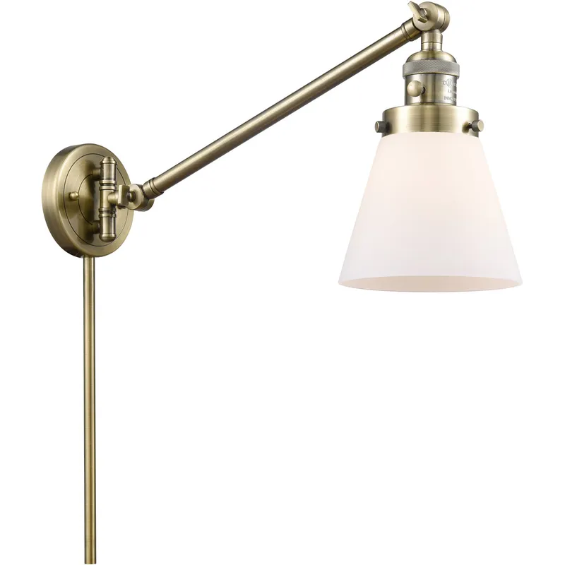 Small Cone 21 inch 60.00 watt Antique Brass Swing Arm Wall Light, Franklin Restoration