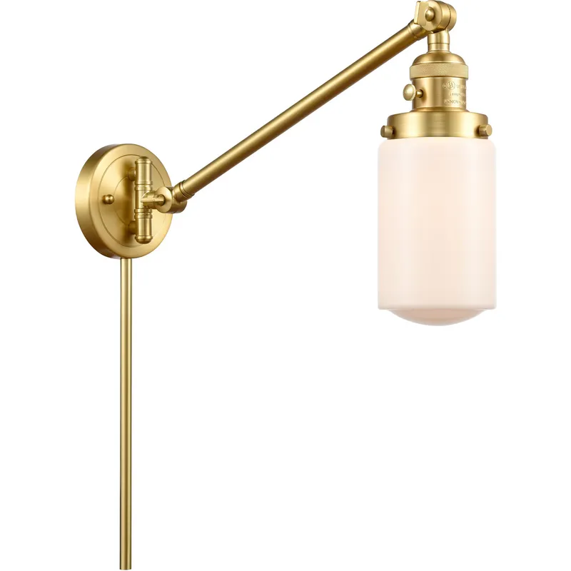Dover 30 inch 60.00 watt Satin Gold Swing Arm Wall Light, Franklin Restoration