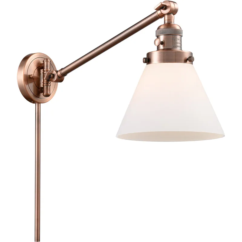 Large Cone 30 inch 60.00 watt Antique Copper Swing Arm Wall Light, Franklin Restoration