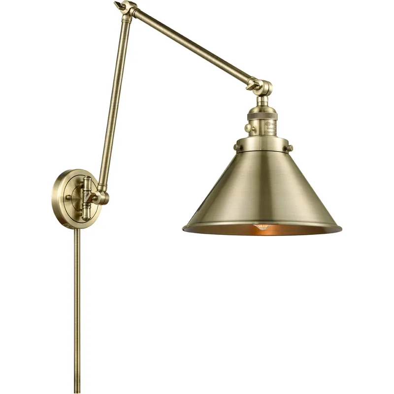 Briarcliff 30 inch 100 watt Antique Brass Swing Arm Wall Light, Franklin Restoration