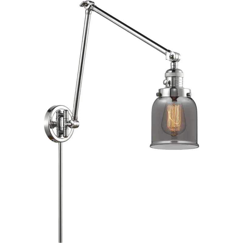 Small Bell 30 inch 60.00 watt Polished Chrome Swing Arm Wall Light, Franklin Restoration