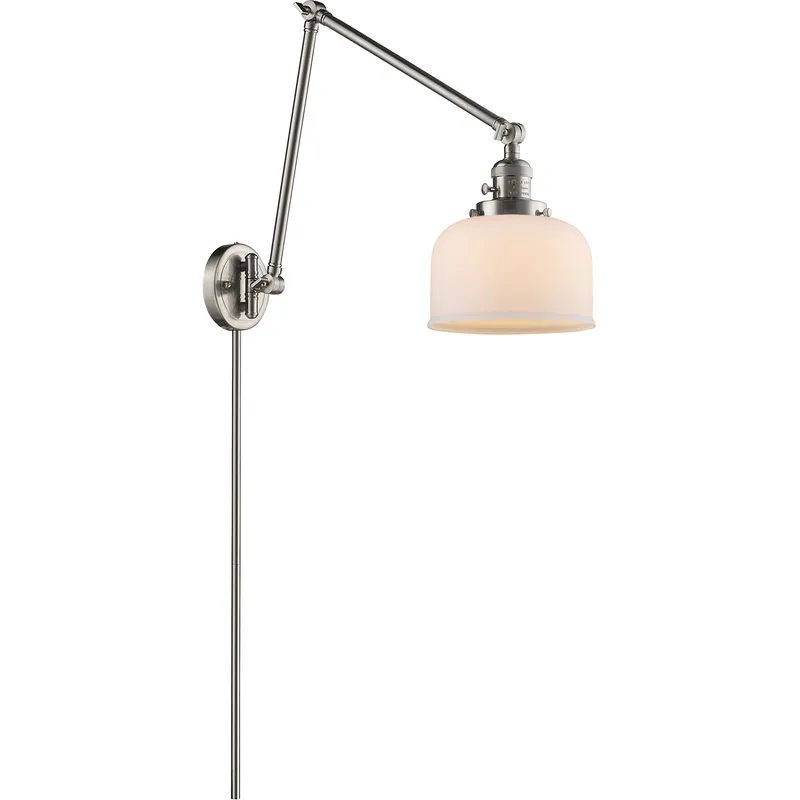 Large Bell 30 inch 3.50 watt Satin Nickel Swing Arm Wall Light, Franklin Restoration