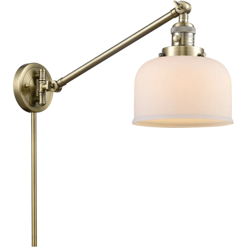 Large Bell 21 inch 3.50 watt Antique Brass Swing Arm Wall Light, Franklin Restoration