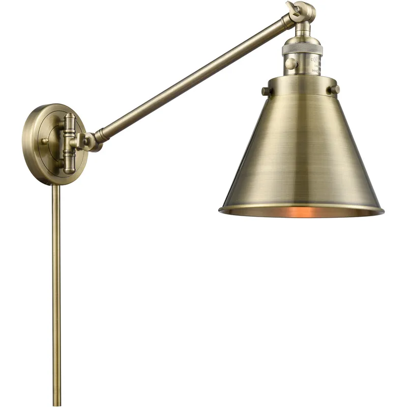 Appalachian 18 inch 100 watt Antique Brass Swing Arm Wall Light, Franklin Restoration