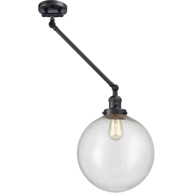 XX-Large Beacon 20 inch 100 watt Matte Black Swing Arm Wall Light in Seedy Glass, Franklin Restoration