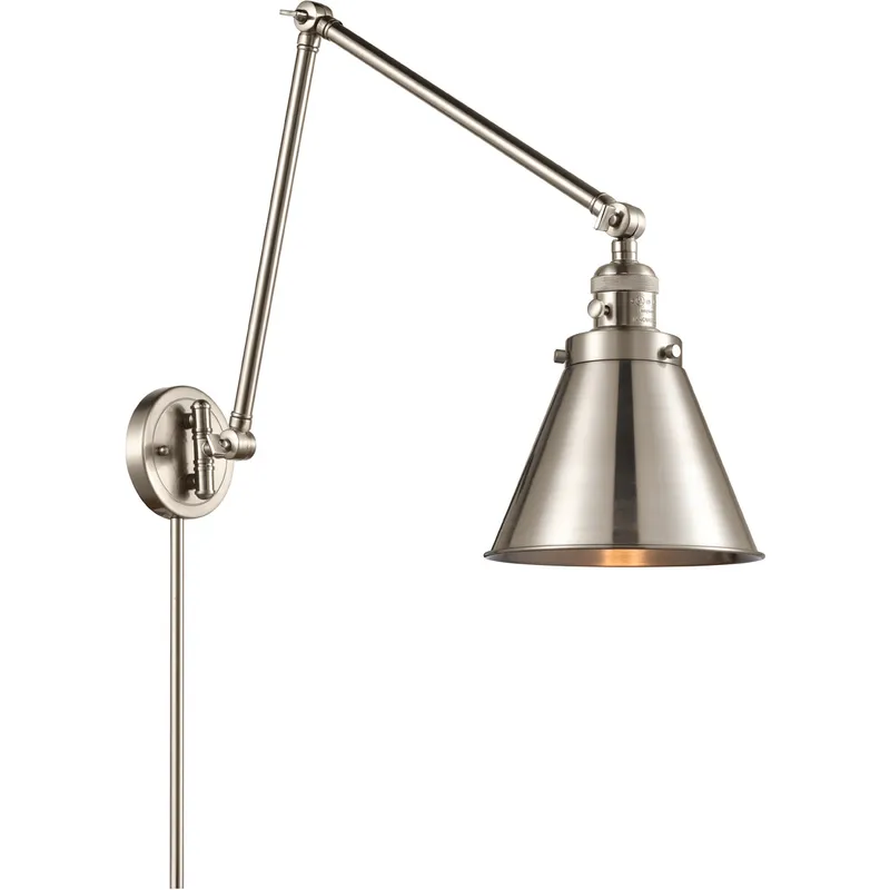 Appalachian 30 inch 3.5 watt Satin Nickel Swing Arm Wall Light in Brushed Satin Nickel, Franklin Restoration