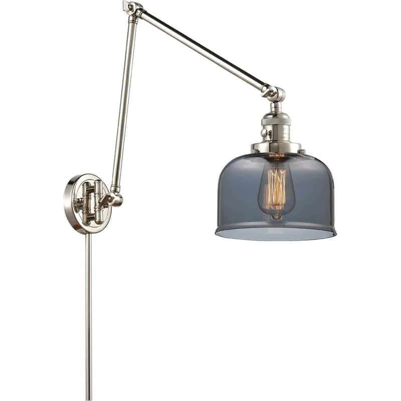 Large Bell 30 inch 3.50 watt Polished Nickel Swing Arm Wall Light, Franklin Restoration