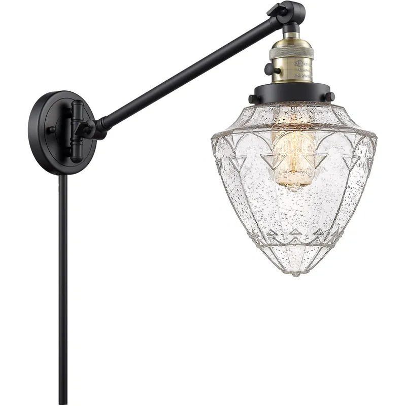 Franklin Restoration Bullet 20 inch 60.00 watt Black Antique Brass Swing Arm Wall Light