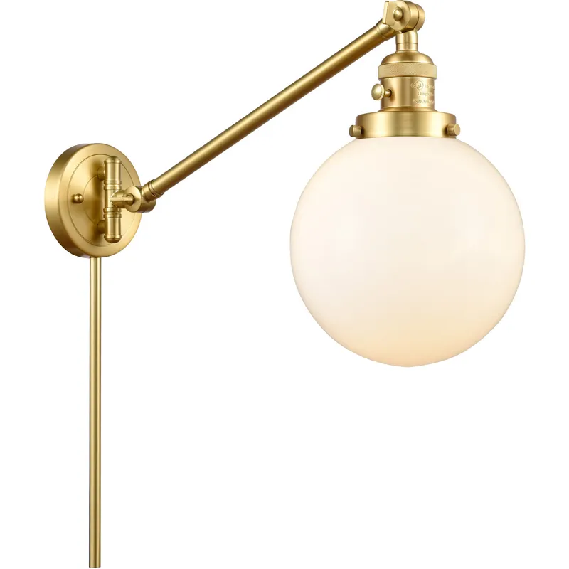 Large Beacon 21 inch 60.00 watt Satin Gold Swing Arm Wall Light, Franklin Restoration