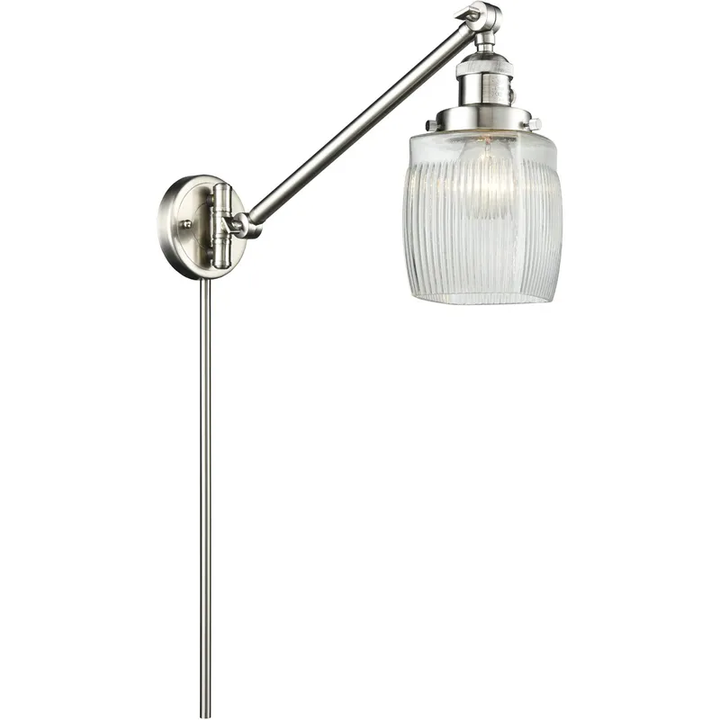 Colton 30 inch 60 watt Satin Nickel Swing Arm Wall Light, Franklin Restoration