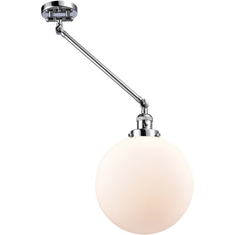 XX-Large Beacon 20 inch 100 watt Polished Chrome Swing Arm Wall Light in Matte White Glass, Franklin Restoration