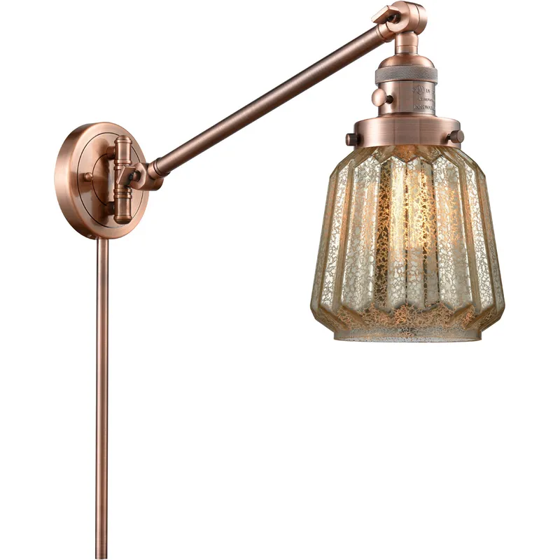 Chatham 35 inch 60.00 watt Antique Copper Swing Arm Wall Light, Franklin Restoration