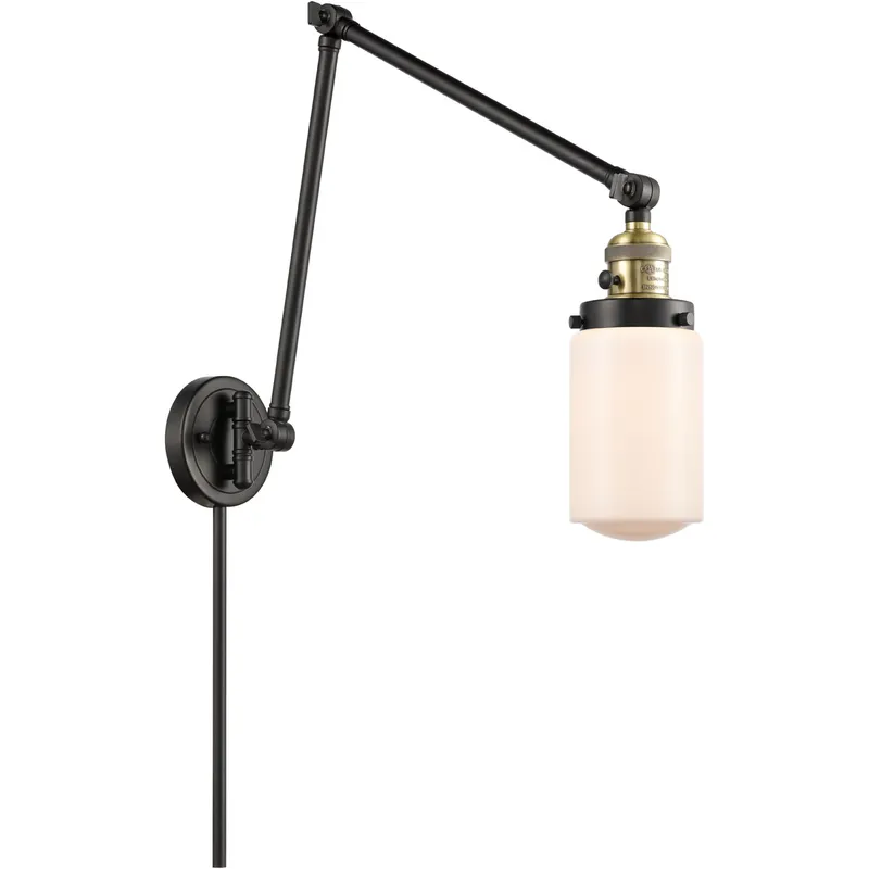 Dover 30 inch 3.50 watt Black Antique Brass Swing Arm Wall Light, Franklin Restoration