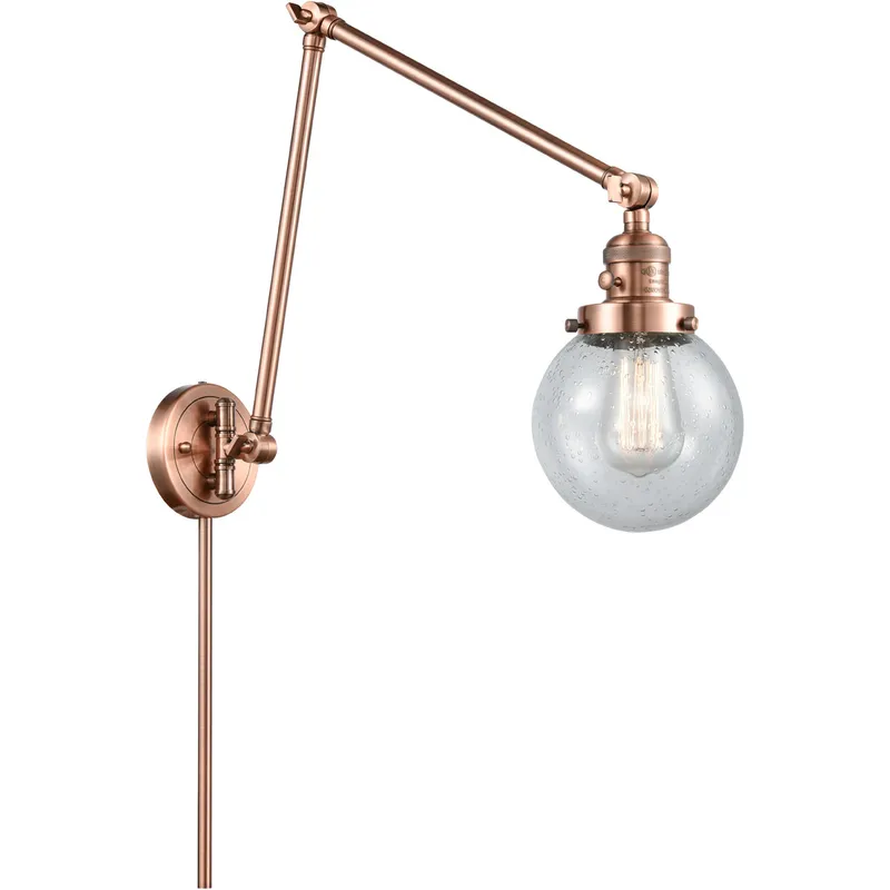Beacon 30 inch 60.00 watt Antique Copper Swing Arm Wall Light, Franklin Restoration