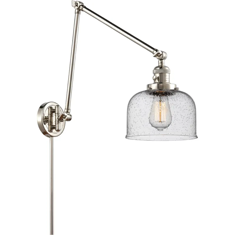 Large Bell 30 inch 3.50 watt Polished Nickel Swing Arm Wall Light, Franklin Restoration