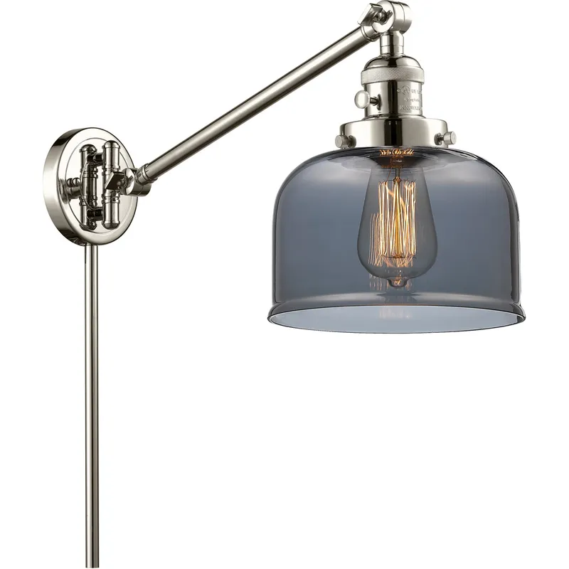 Large Bell 21 inch 3.50 watt Polished Nickel Swing Arm Wall Light, Franklin Restoration