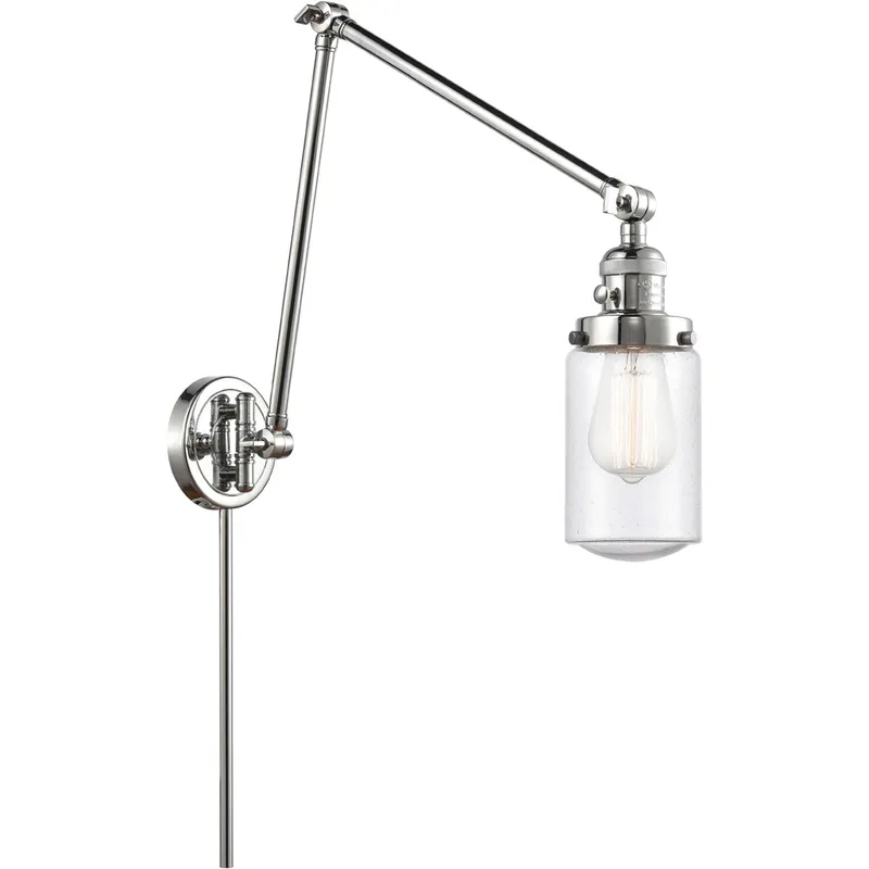 Dover 30 inch 3.50 watt Polished Chrome Swing Arm Wall Light, Franklin Restoration